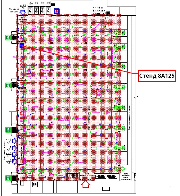 Схема выставки павильон 2, зал 8, стенд Белинтелмед